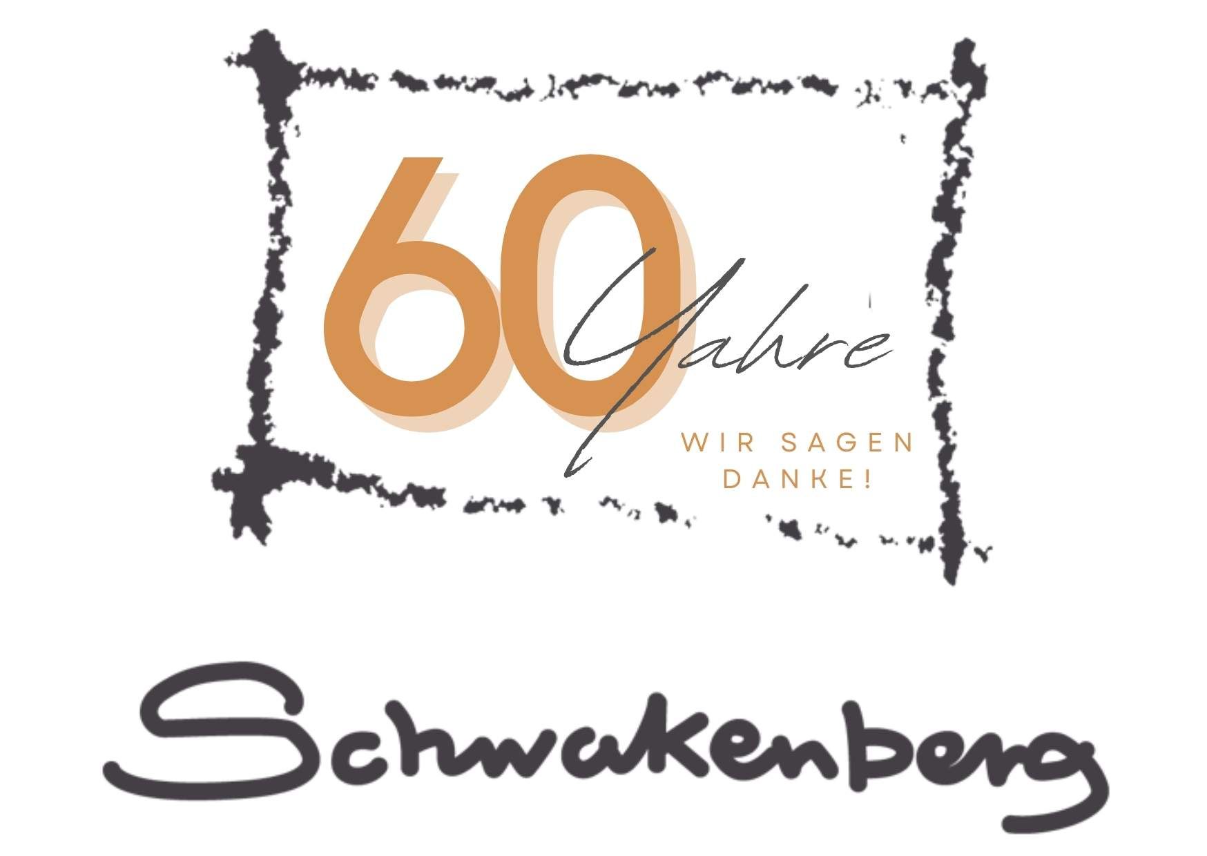 Ein Logo für Schwakenberg mit der Zahl 60 darauf