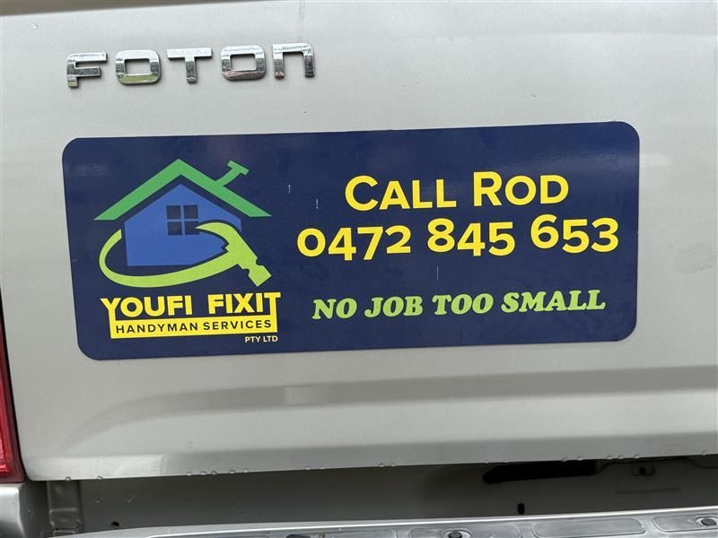 White Foton Truck Has a Bumper Sticker for Youfi Fixit Handyman Services — Youfi Fixit Handyman Services in Edmonton, QLD