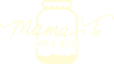 Pale yellow logo with a jar and cursive text reading “Mama’s Jam & Jellys”