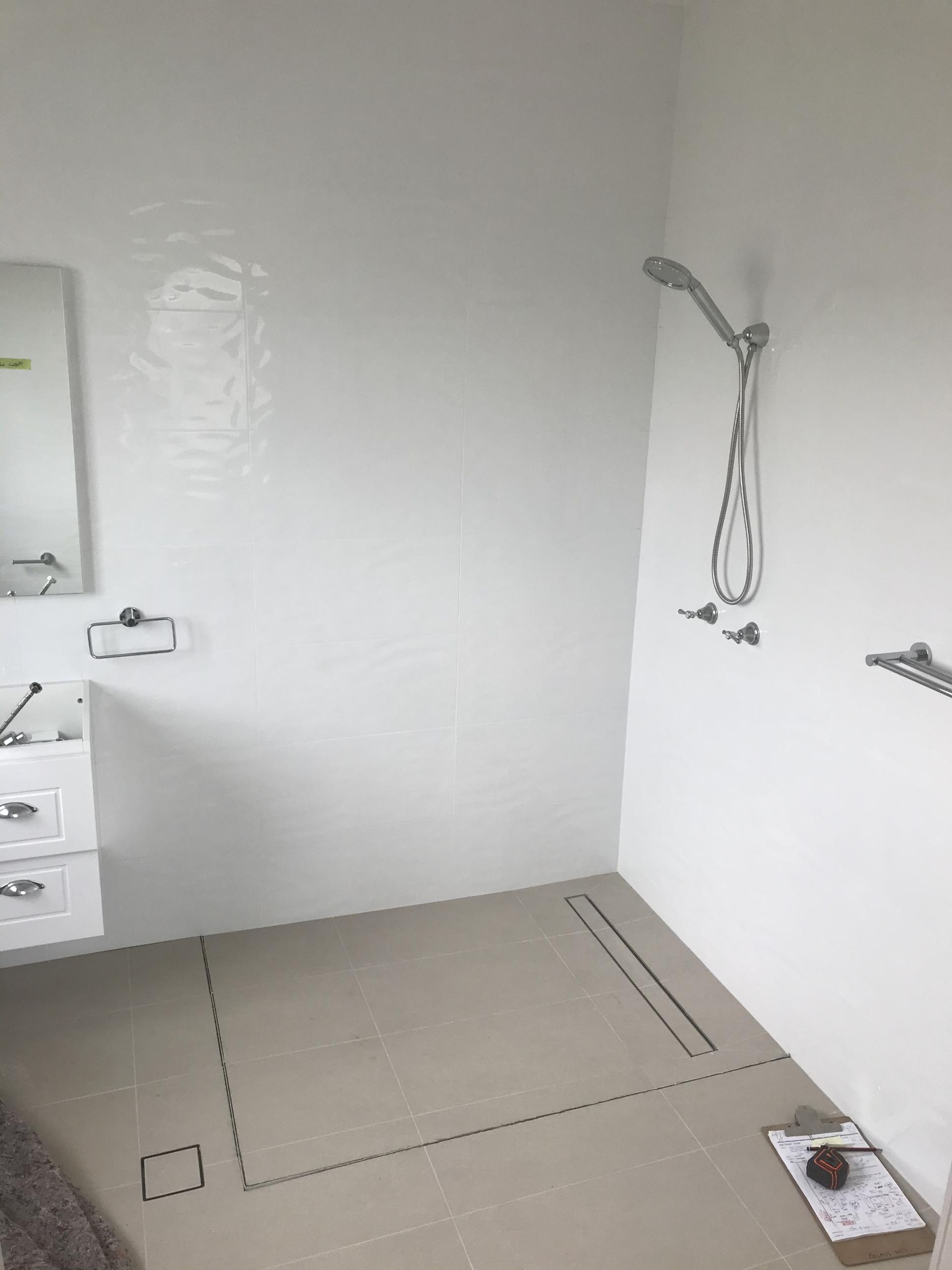 A Bathroom With A Shower, Sink And Mirror — Glass 24/7 In Taree, NSW