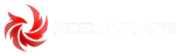 The XCEL WRAPS logo features a stylized, swirling red flame icon to the left of the white brand name text.
