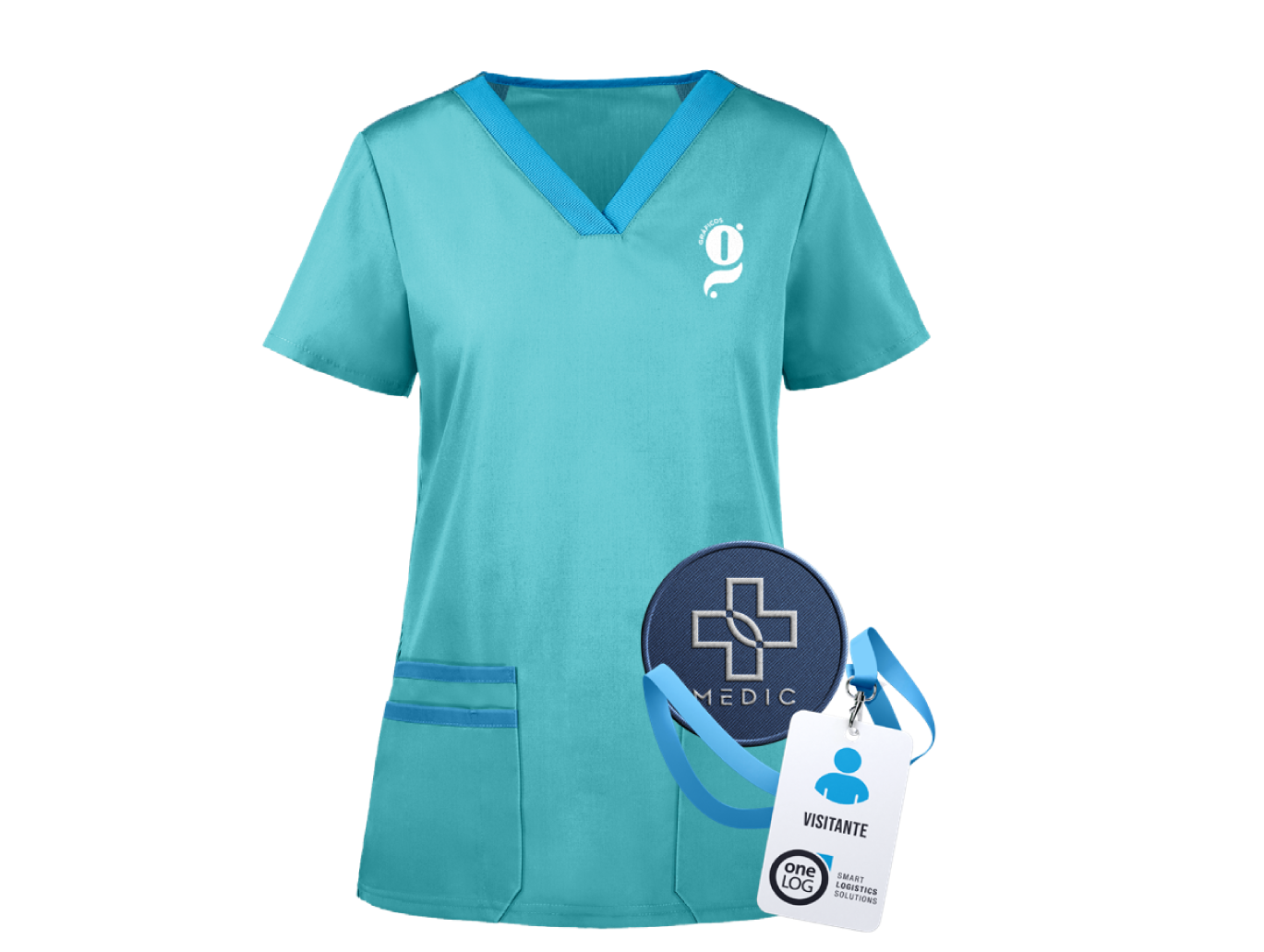 Uniformes clínicos, identificaciones, bordados personalizados