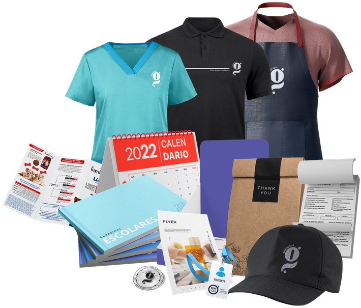 Uniformes”, uniformes médicos, mandiles, calendarios, flyers, cuadernos personalizados, gorra brandeada, comandas, gafetes, publicidad impresa