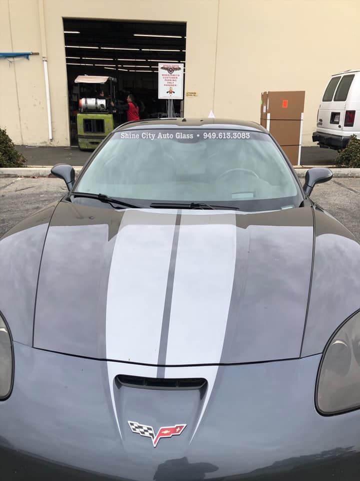 Gray Corvette windshield repair