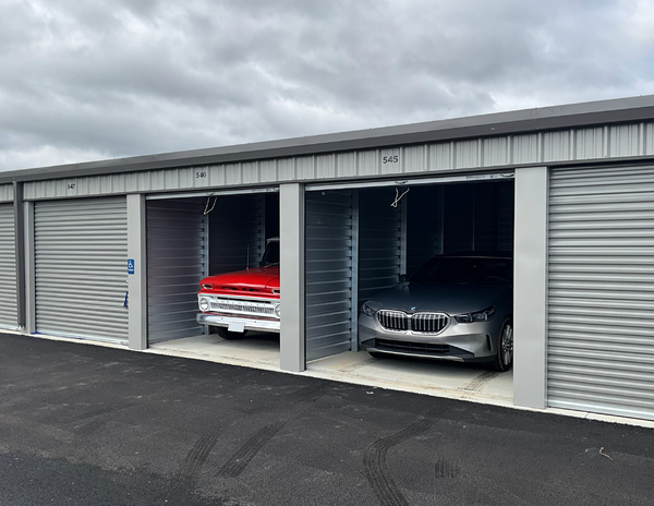 Indoor vehicle storage units at Open City Self Storage in Elburn, IL for cars and trucks.
