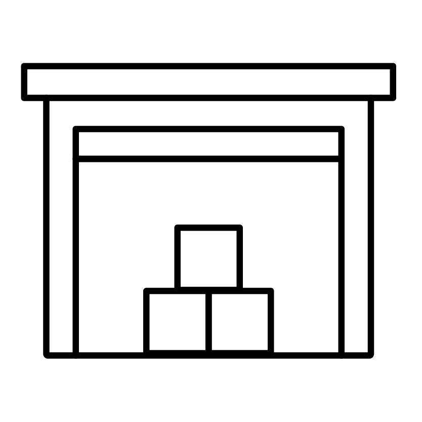 Boxes in a storage unit icon representing secure and reliable storage solutions.
