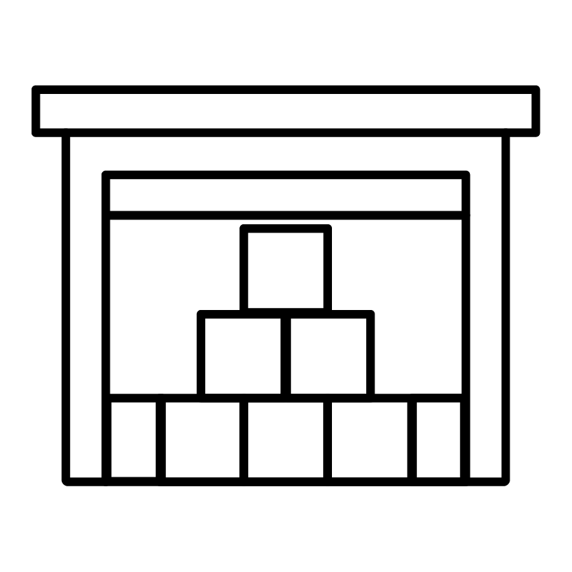 Boxes in a storage unit icon representing secure and reliable storage solutions.
