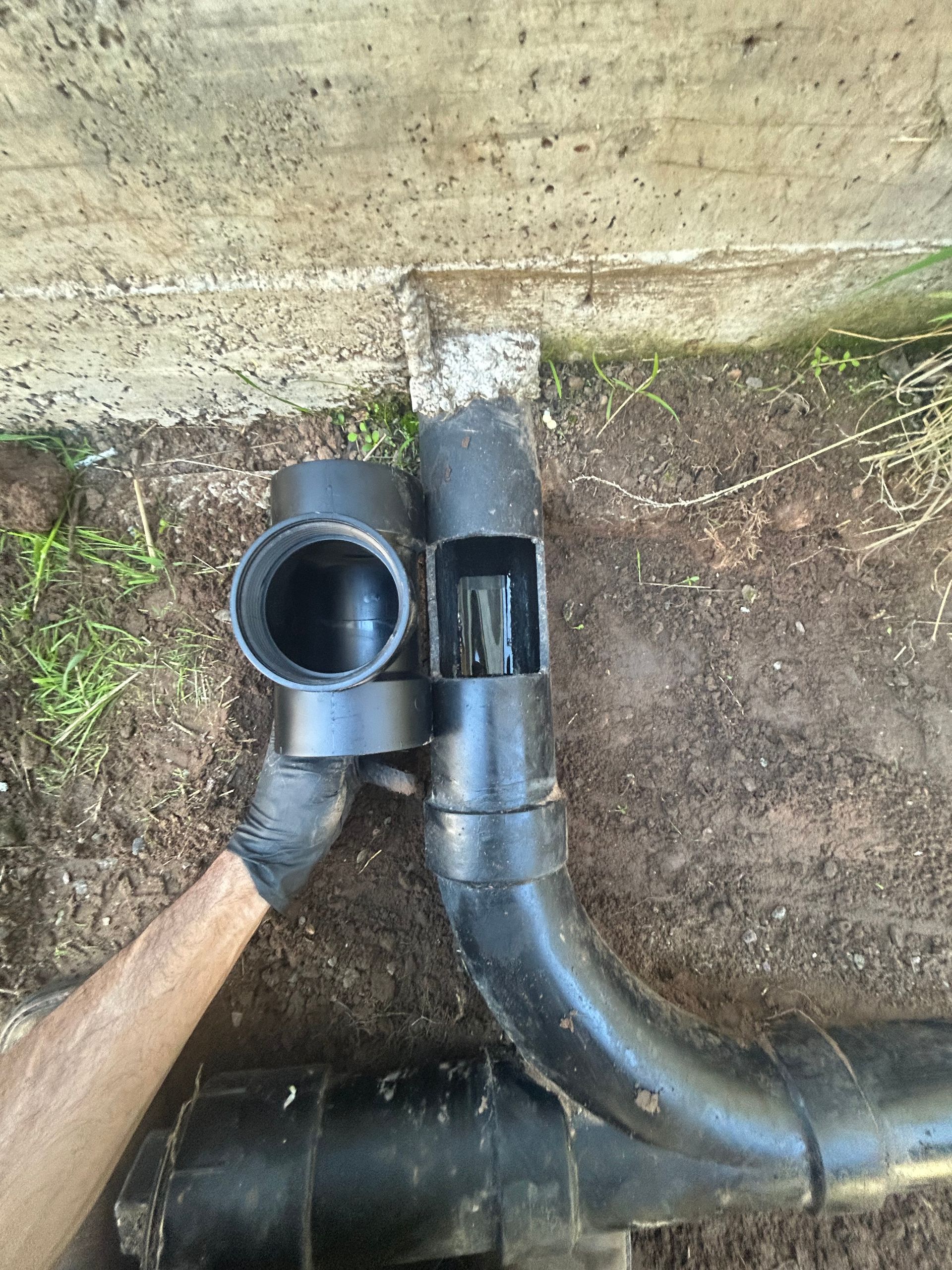 New upstream sewer clean-out being installed