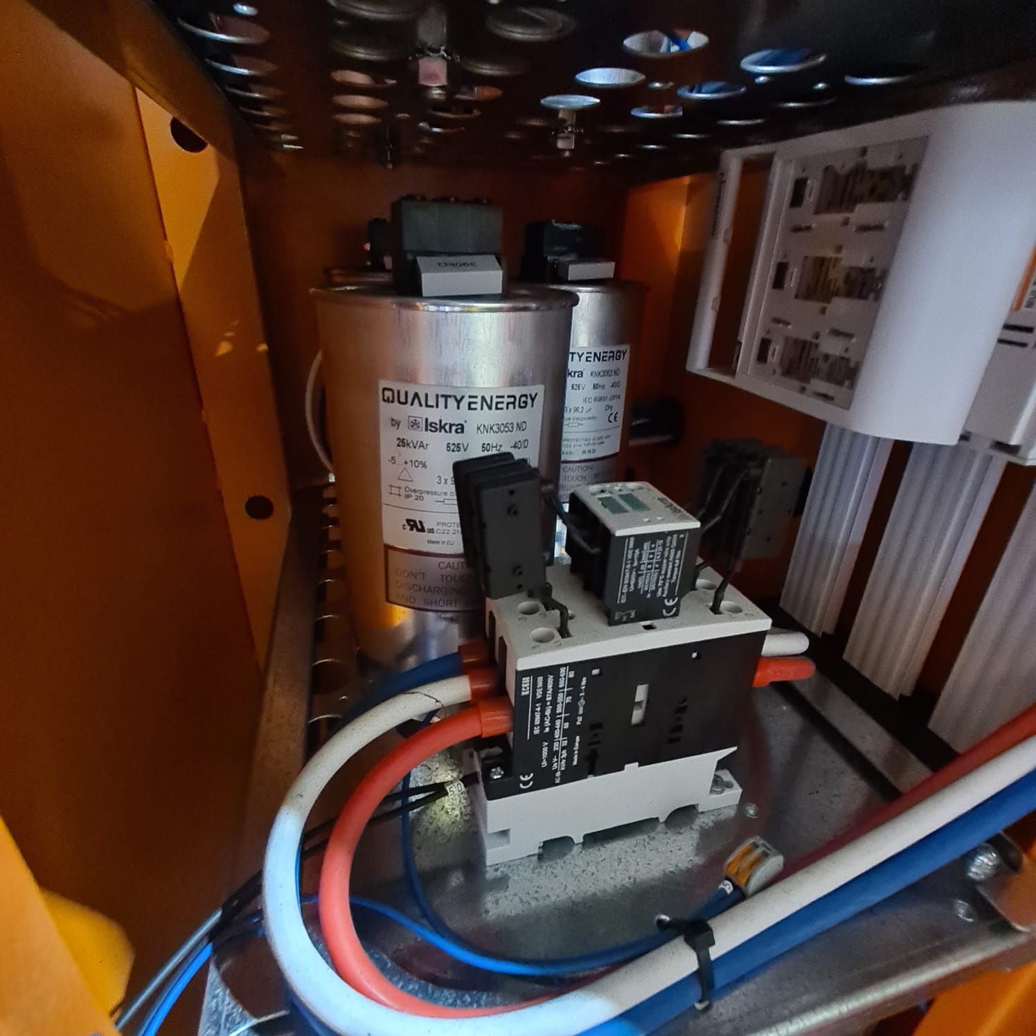 inside a power factor correction unit installed for david moss qld