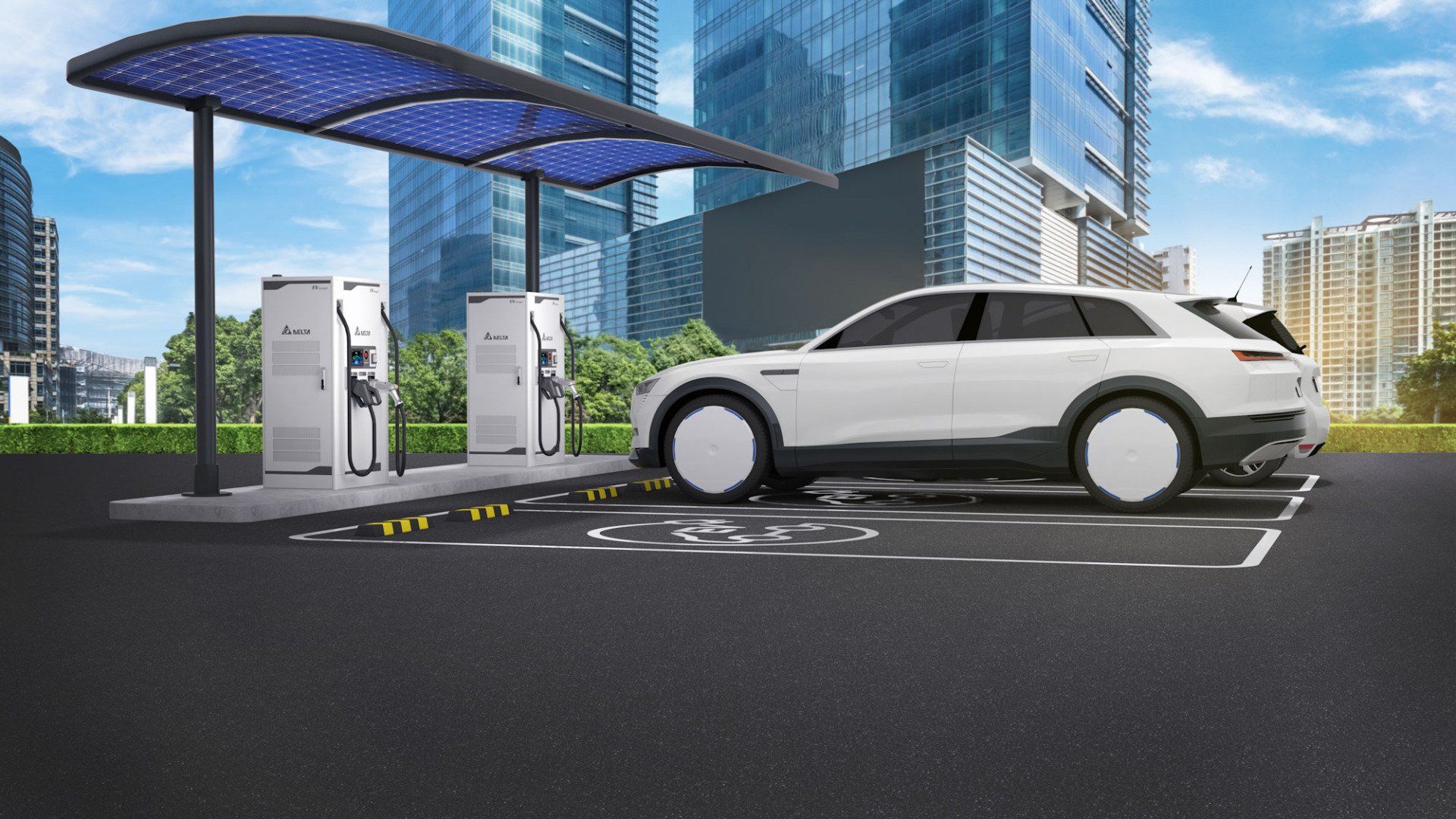 Delta Electronics DC EV charger solar power car park