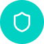 A white shield icon centered on a solid teal circle.
