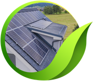 Solar panels installed on a home's roof, promoting clean energy.