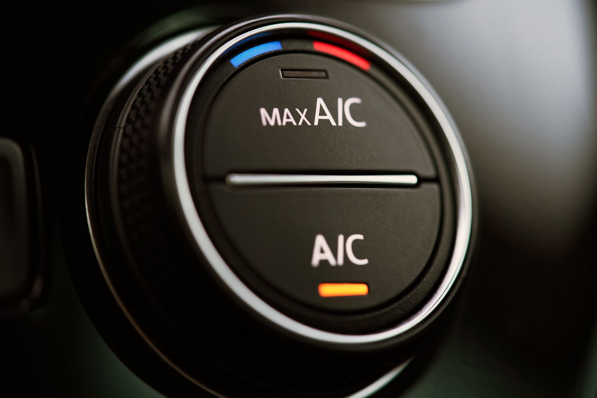 Car air conditioning system. Air condition switched on.