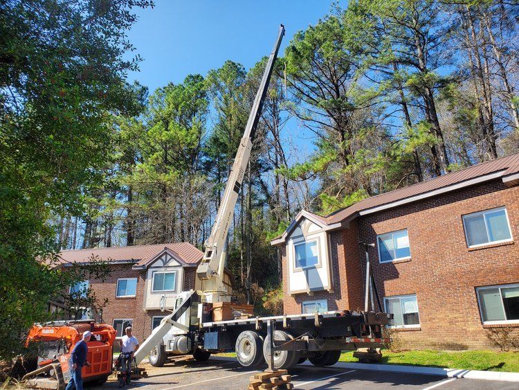 Cut Right Tree Service A view of a tree service crane