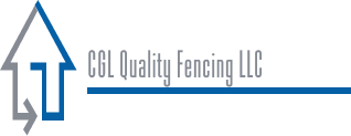 CGL Quality Fencing LLC logo with blue and gray house outline and horizontal line
