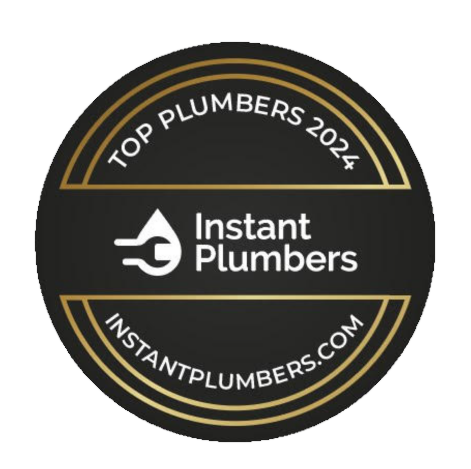 A logo of certification for instant plumbers says top plumbers 2024