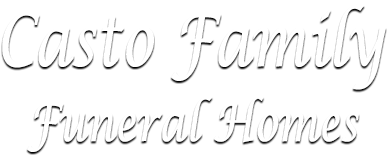 Casto Family Funeral Homes logo in elegant gray script on a white background