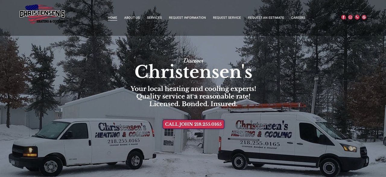 Christensen's Heating and Cooling website homepage