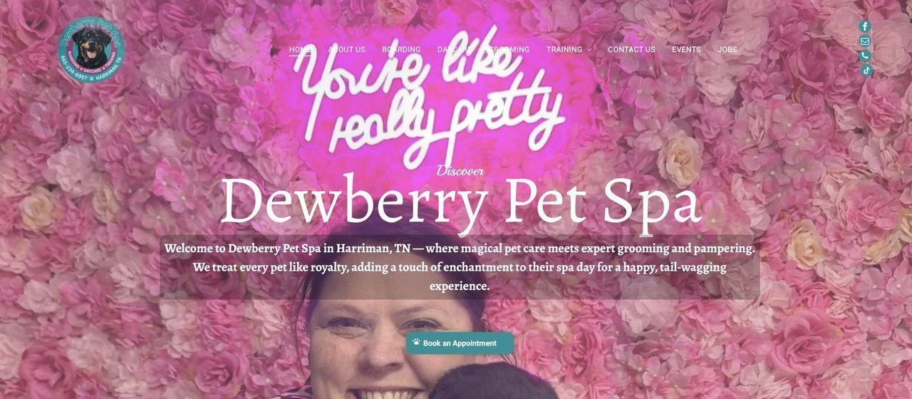 Dewberry Pet Spa website homepage