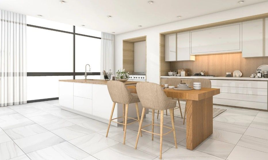 Derbyshire Tiling Specialists installing kitchen floor tiles