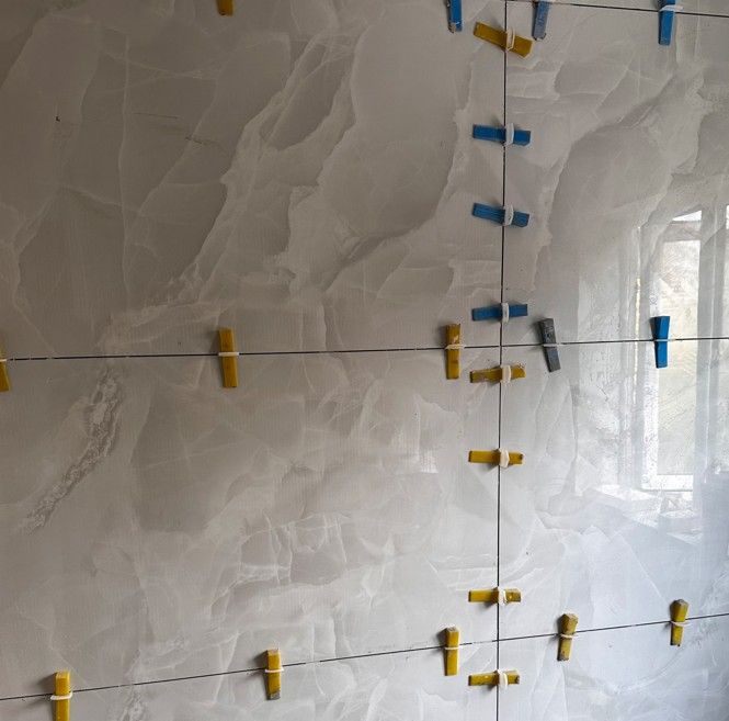 bathroom wall tiles before ready for grouting
