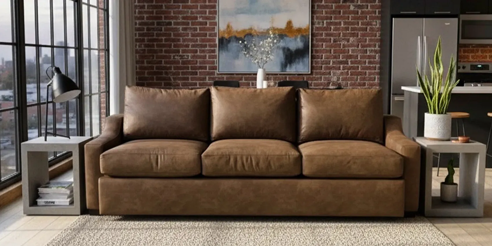 A gray two-seat reclining sofa featuring a center console with built-in cup holders, shown with one side reclined.