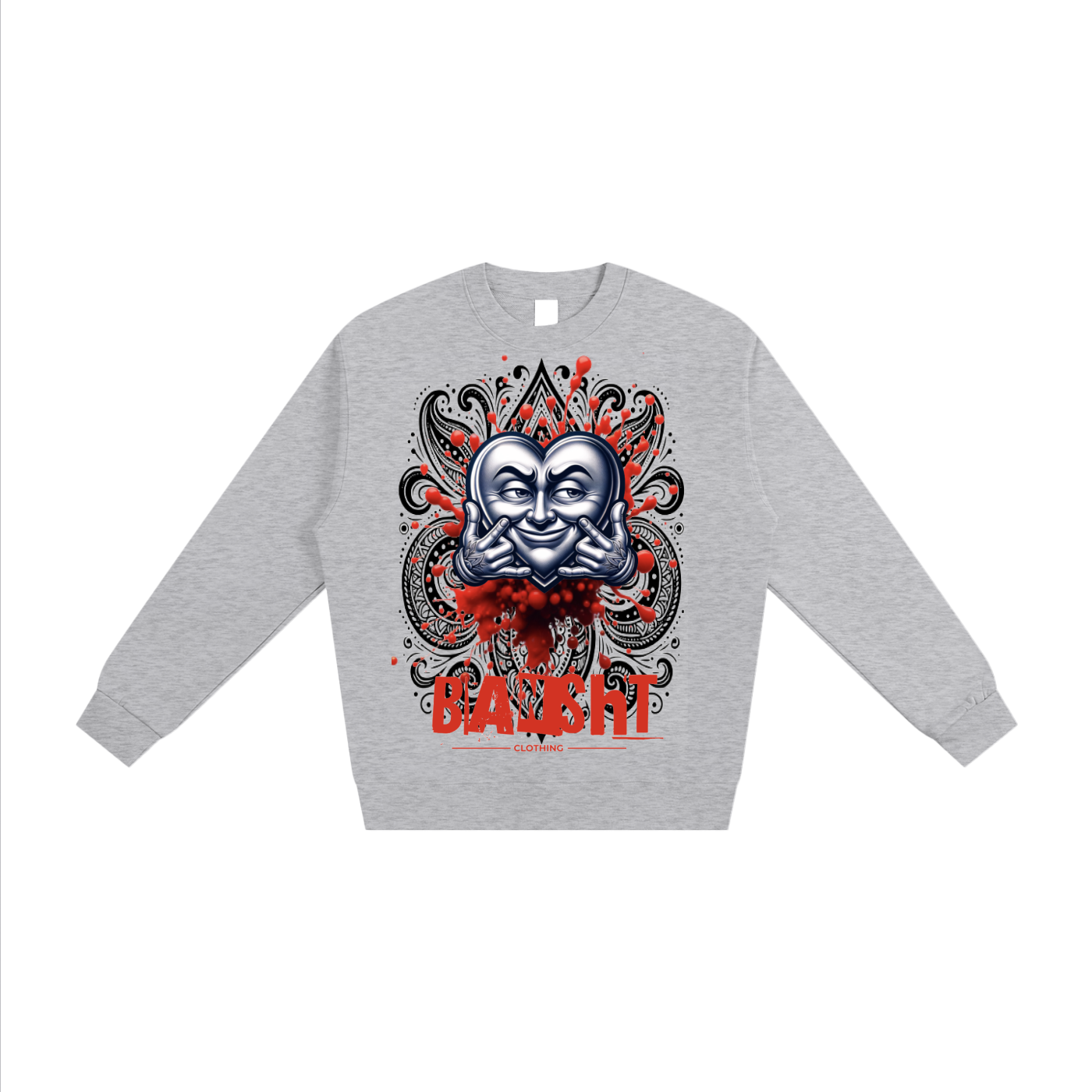 Bansht Gray Paisley Heartface Sweatshirt