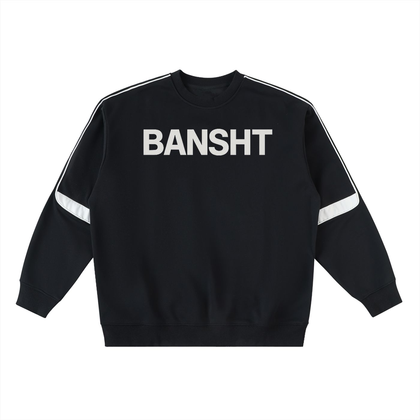 Bansht Black Oversized Crewneck Taped Sweatshirt