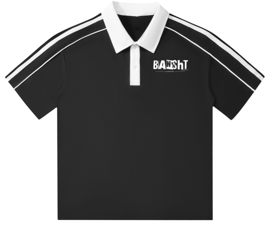 Bansht Black & White Short-Sleeve Polo