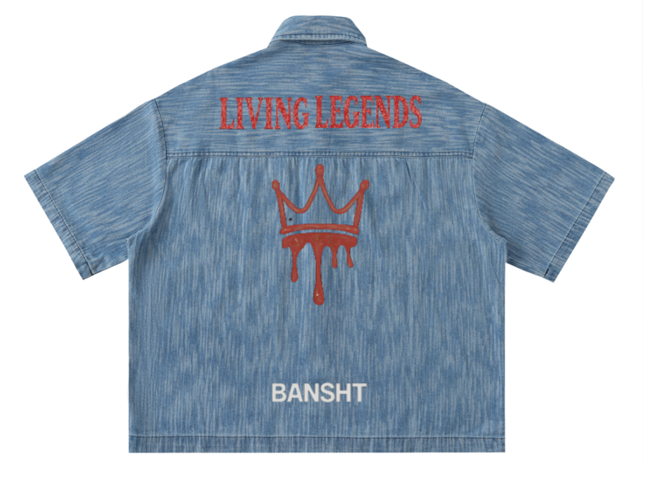 Bansht Blue Distressed Wash Tee