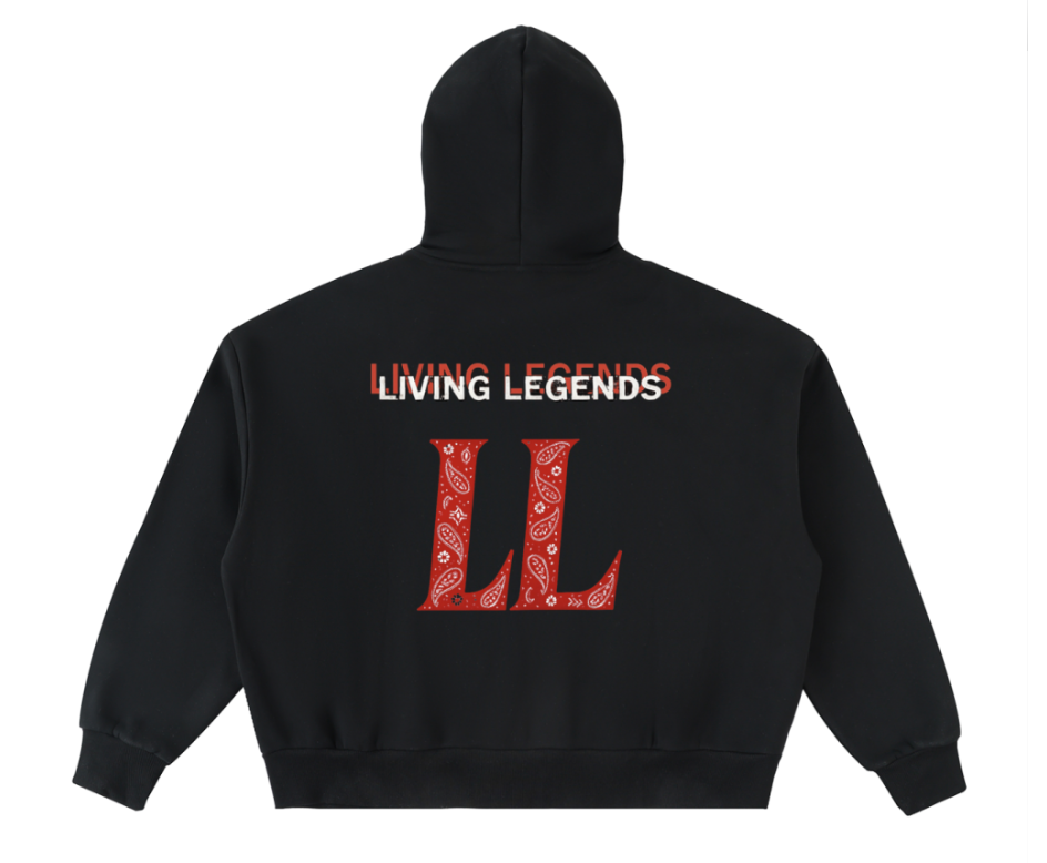 Bansht Black, Red & White Boxy Hoodie