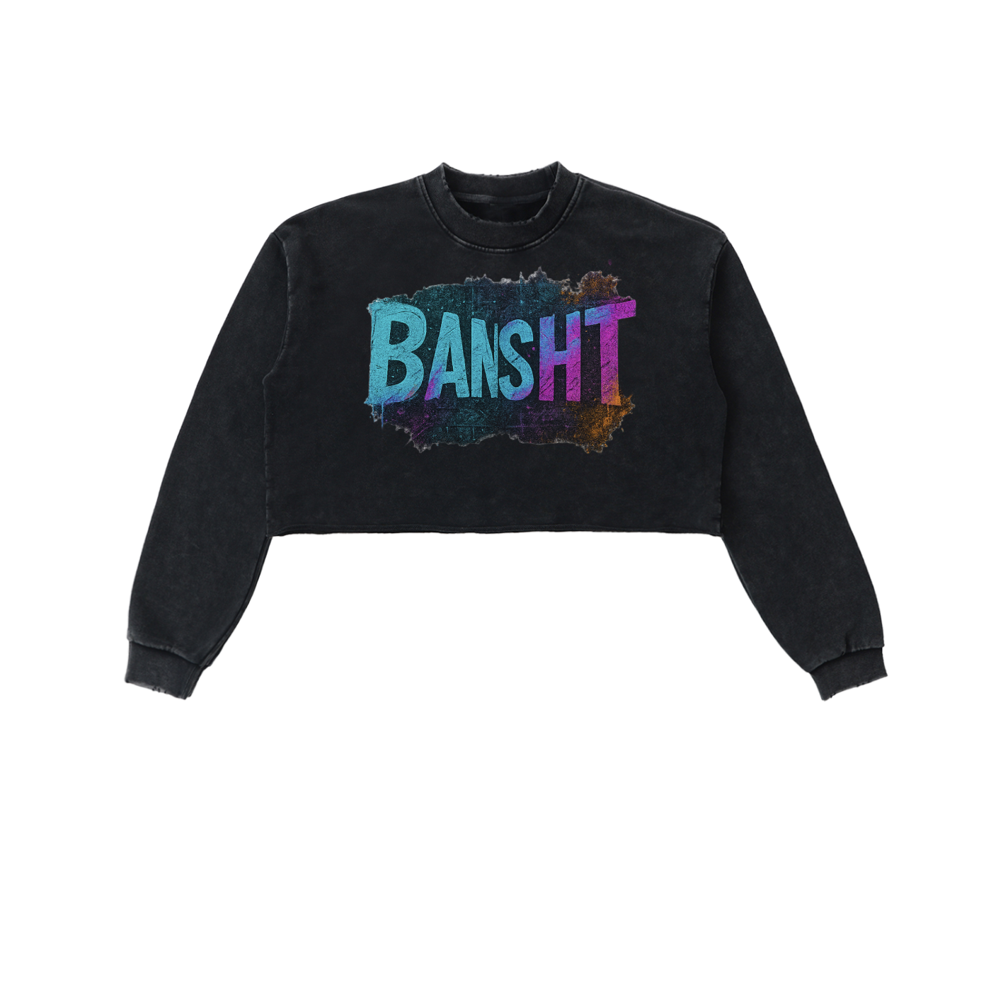 Bansht Women’s Snow-Wash Raw Edge Cropped Sweatshirt