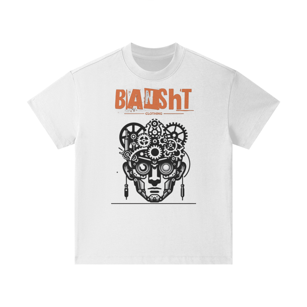 Bansht Robot Head Kids' Tee – Orange, Black & White