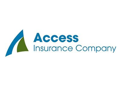 The logo for access insurance company is blue and green.