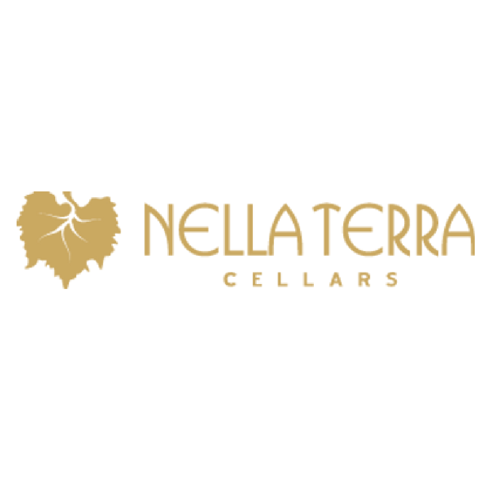 Nella terra cellars logo with a heart shaped leaf