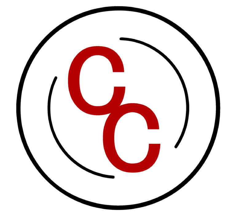 Red “CC” letters inside a black circle logo on a white background