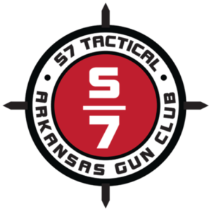 S7 Tactical Arkansas Gun Club logo with black compass ring and red center badge.