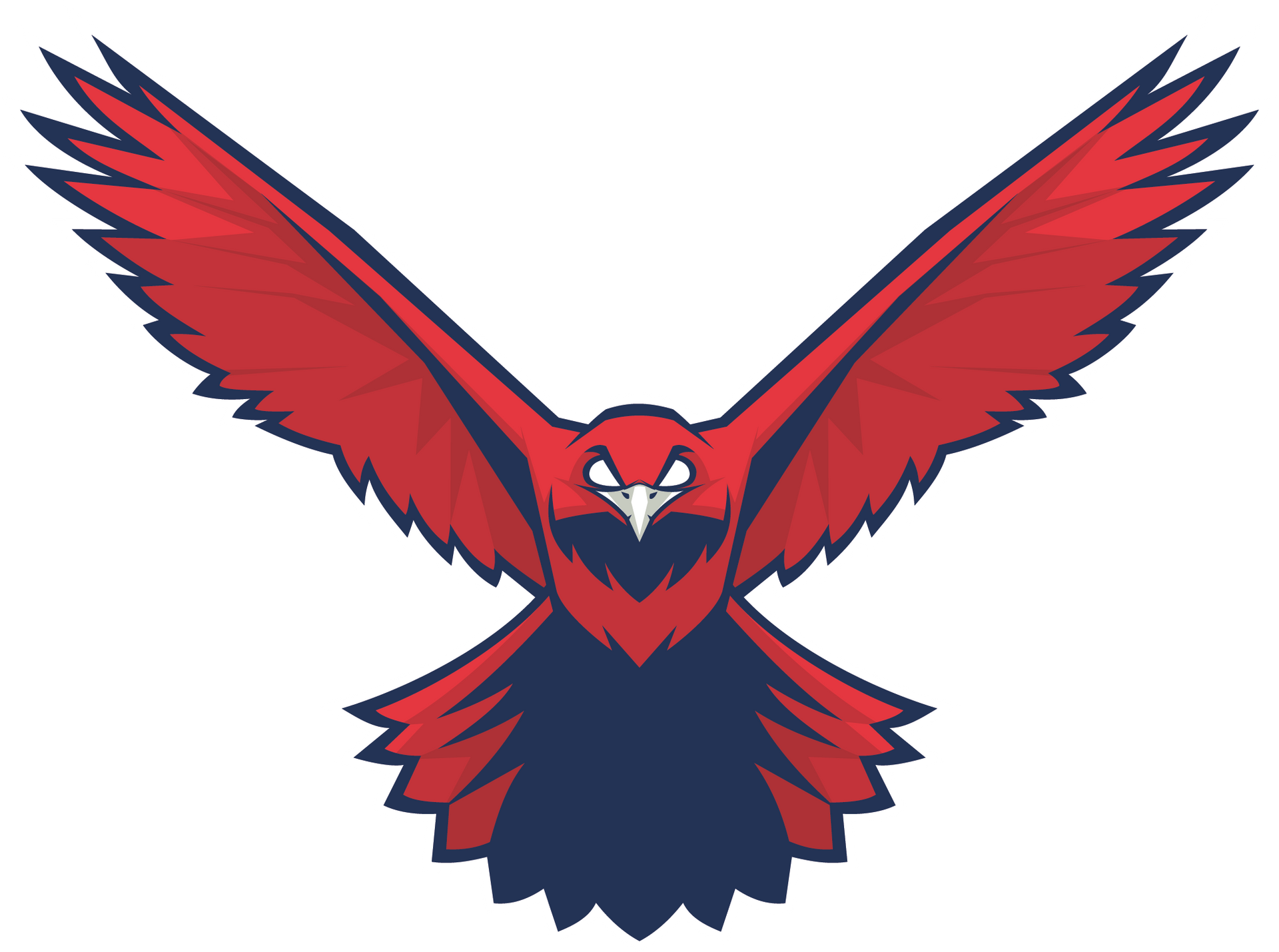 Arkansas Hawkeyes red and blue sports team logo with hawk head