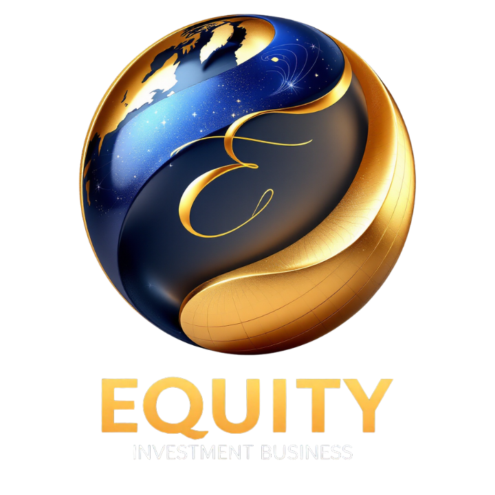 A logo for equity investment business with a globe in the middle