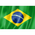 A brazilian flag is waving in the wind