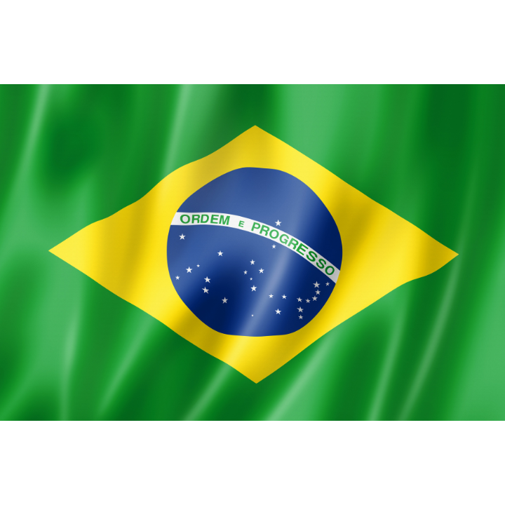 A brazilian flag is waving in the wind