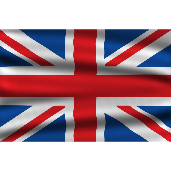 The flag of the united kingdom is red white and blue