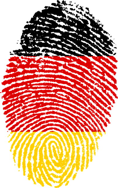 A fingerprint in the colors of the german flag