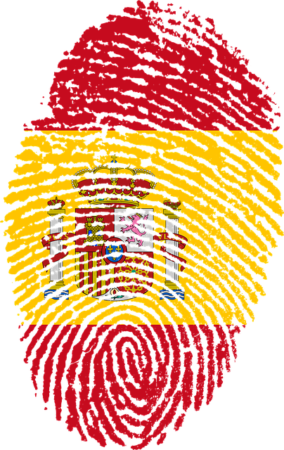 A fingerprint with the flag of spain painted on it