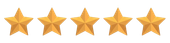 Cinq étoiles d'or sont alignées sur un fond blanc.