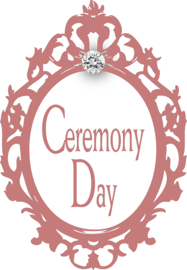 Un logo pour le jour d'une cérémonie de mariage avec un diamant au milieu.