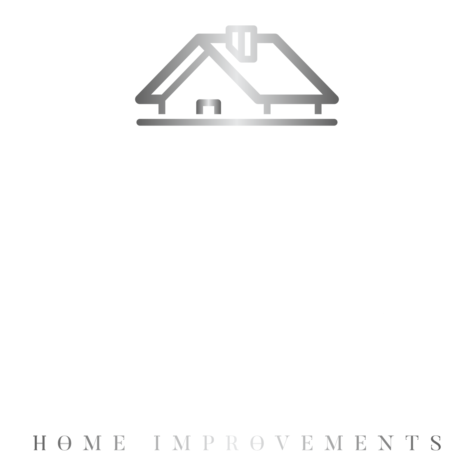 Silver outline of a house with the words