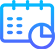 An icon of a calendar with a clock next to it.