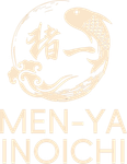 Pale gold circular logo with Japanese text and the words “MEN-YA INOICHI” below