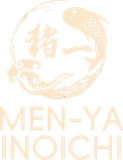 Pale gold circular logo with Japanese text and the words “MEN-YA INOICHI” below